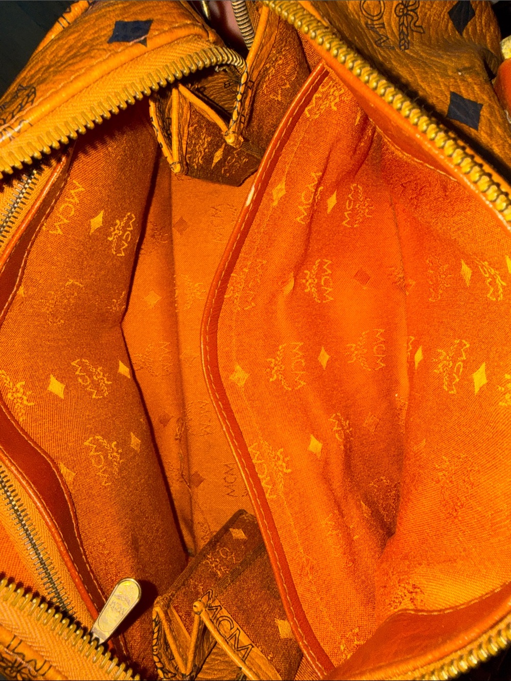 Authentic MCM Cognac Logo Boston bag Heritage Visetos Satchel made in Germany - Picture 3 of 8
